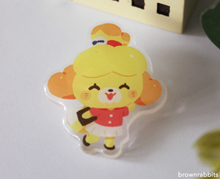 Load image into Gallery viewer, Acrylic Pin Animal Crossing Isabelle