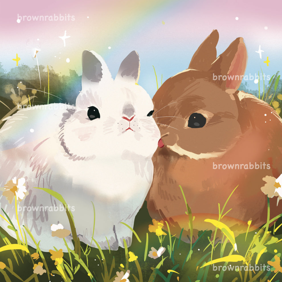 Rainbow Bunnies Square Print – Brownrabbits