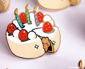 Strawberry birthday cake bunny pin